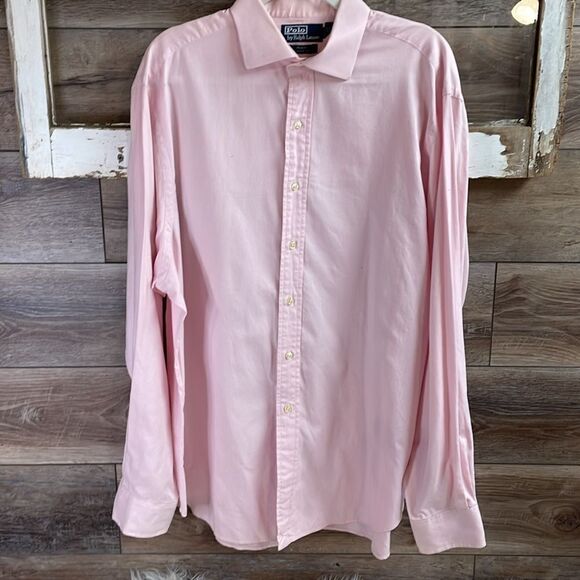 Polo by Ralph Lauren Men’s Regent Classic Fit Dress Shirt, 17 1/2 XL, Pink - Picture 2 of 5